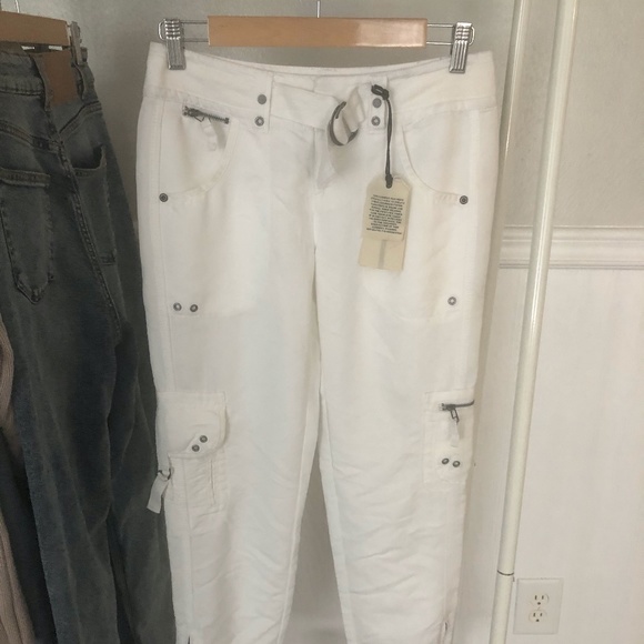 Raison D'etre Stretch-Knit Cargo Pants, White, 24 - Picture 7 of 7